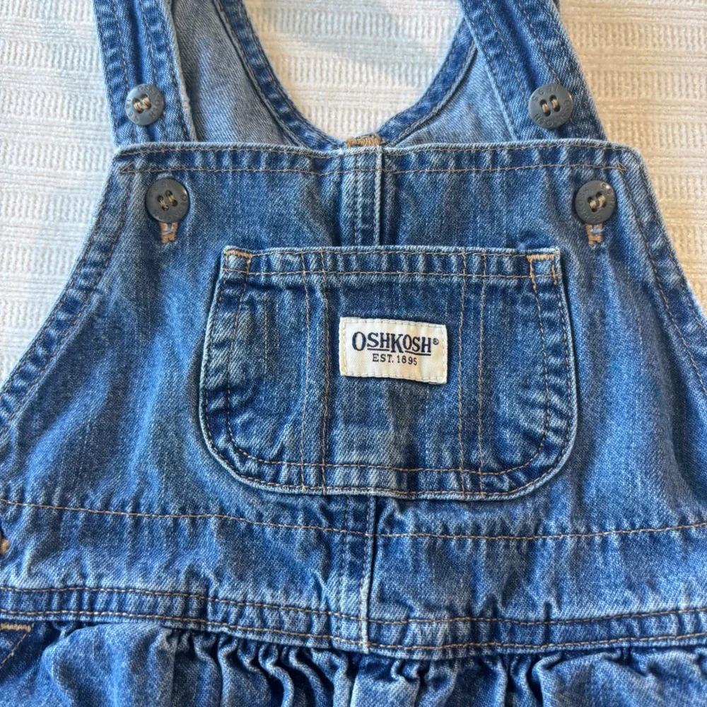 Vintage OshKosh Bgosh Kids Blue Denim Bib Overalls 24 Months Medium Wash Cotton